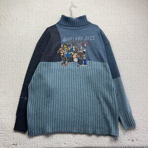 Y2K FUBU Platinum Junkyard Jazz Fat Albert Mens XXL Knit Mock neck sweater Blue
